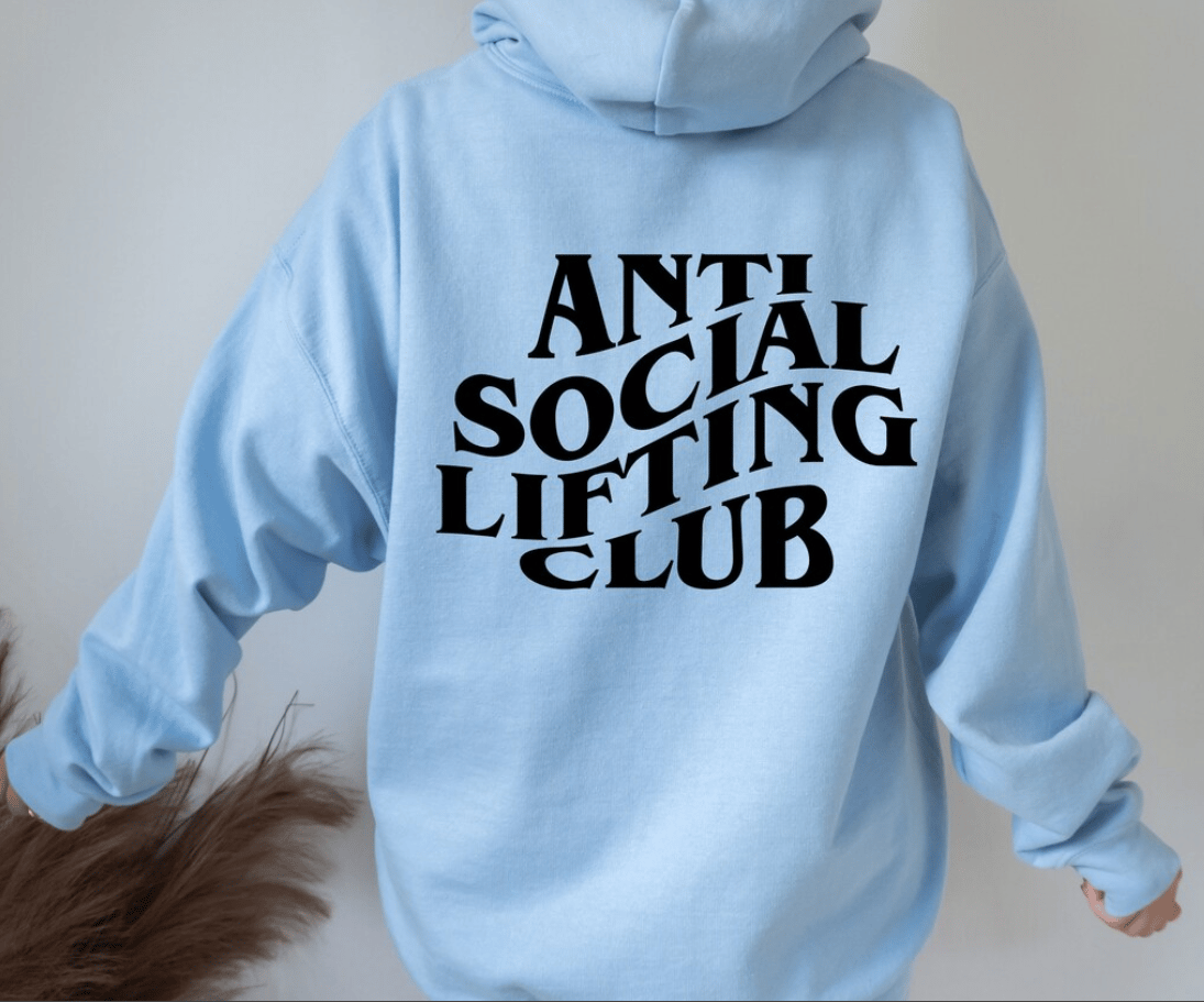 Anti social social discount club baby blue hoodie